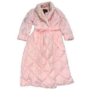 Vintage USA Eddie Bauer Goose Down Light Pink Robe Pockets Size PM Quilted Puff